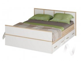 Двуспальная кровать 1,4м Сакура (дуб сонома/белый) в Удачном - udachnyj.mebel-nsk.ru | фото
