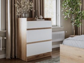 Комод 3 ящика Брауни (дуб делано/белый) в Удачном - udachnyj.mebel-nsk.ru | фото