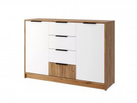 Комод КМ-002 Ивис (дуб крафт золотой/белый) в Удачном - udachnyj.mebel-nsk.ru | фото