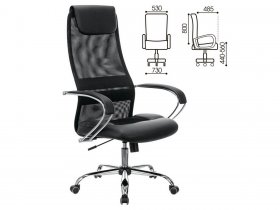 Кресло офисное BRABIX PREMIUM Stalker EX-608 CH, хром, ткань-сетка/кожзам, черное в Удачном - udachnyj.mebel-nsk.ru | фото