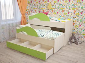 Кровать детская двухуровневая Радуга 80*160 в Удачном - udachnyj.mebel-nsk.ru | фото