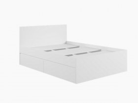 Кровать двуспальная с ящиками 1,4м Мадера-М1400 (белый) в Удачном - udachnyj.mebel-nsk.ru | фото