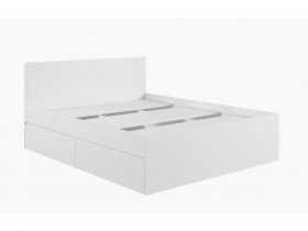 Кровать двуспальная с ящиками 1,6м Мадера-М1600 (белый) в Удачном - udachnyj.mebel-nsk.ru | фото