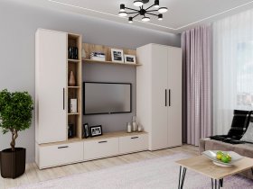 Модульная стенка Верона (сатин/дуб крафт серый) в Удачном - udachnyj.mebel-nsk.ru | фото