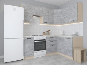 Модульная угловая кухня 1,4м*2,1м Лада (цемент) в Удачном - udachnyj.mebel-nsk.ru | фото