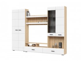 Стенка ГС-01 Либерти (дуб сонома/белый глянец) в Удачном - udachnyj.mebel-nsk.ru | фото
