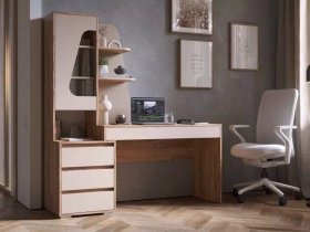 Стол компьютерный Пифагор (дуб вотан/кашемир) в Удачном - udachnyj.mebel-nsk.ru | фото